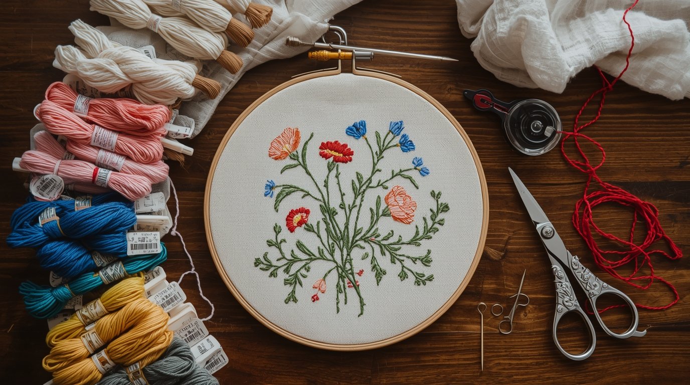 Kirjontasetti kankaalla